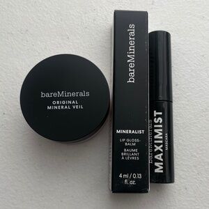 Bare Minerals Bundle Original Mineral Veil/Maximist Mascara/Lip Gloss Balm